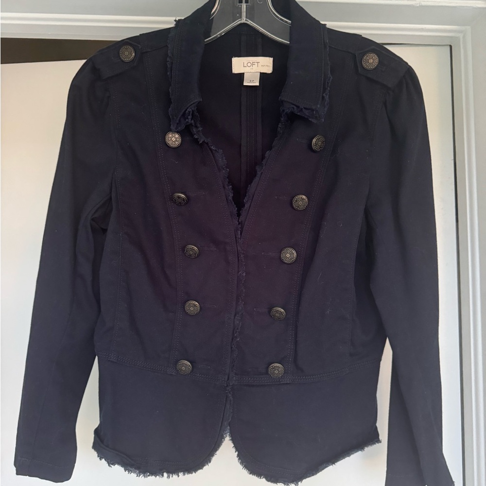 LOFT Women's Navy Double-Breasted Blazer